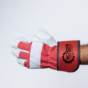 دستکش چرم پشت برزنت طرح کره ای